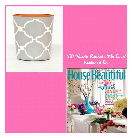 Worlds Away Acadia Gray & Cream Oval Waste Basket
